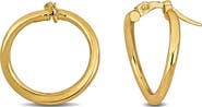 DELMAR 14K Yellow Gold Contorted Frontal Hoop Earrings