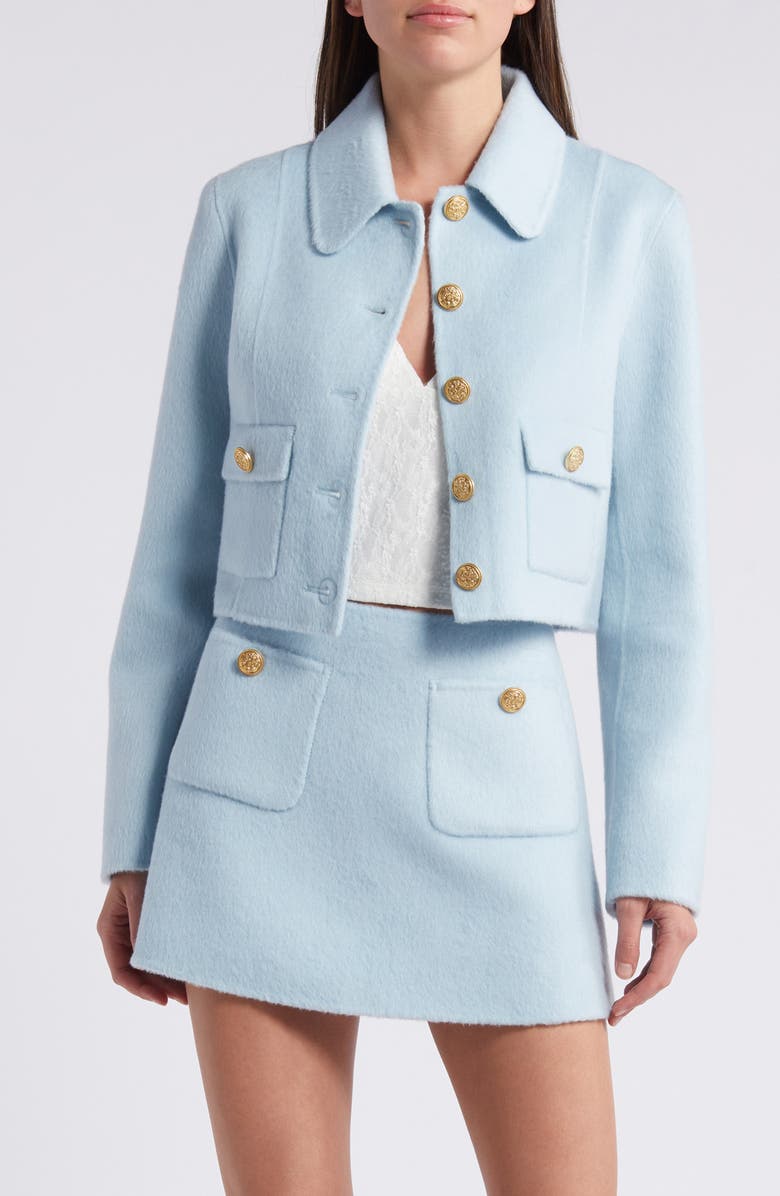 LoveShackFancy Lettie Wool, Cashmere & Silk Crop Jacket, Main, color,