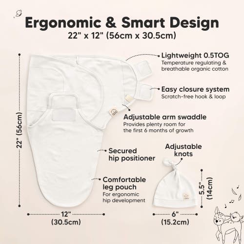 Keababies 3-pack Soothe Swaddle Wraps With Knot Hats In White