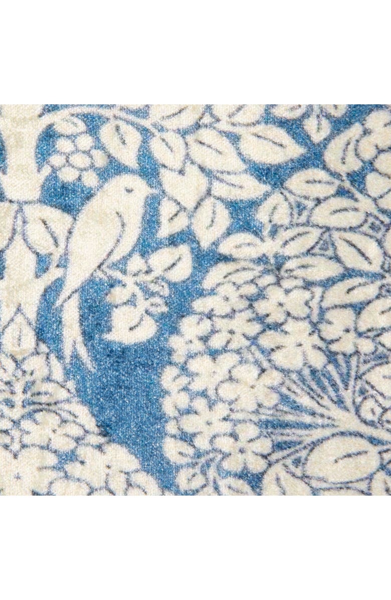 Storied Home Cotton Blend Velvet Printed Pillow with Pattern and Tassels, Blue and Cream Color, Alternate, color, Blue