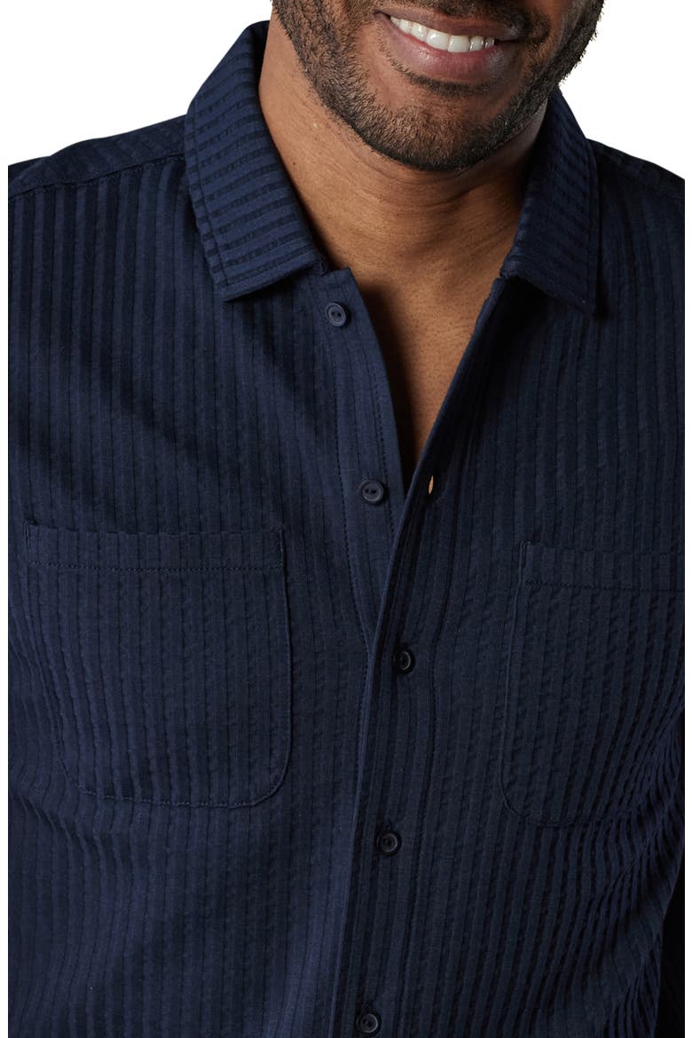 Getaway Short Sleeve Knit Button-Up Shirt, Alternate, color, NAVY