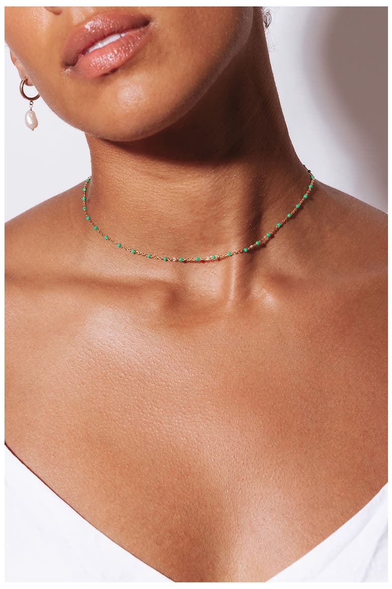 Kaz Bead Station Necklace, Alternate, color, GOLD/ EMERALD