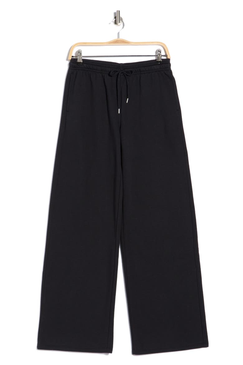 Fleece Wide Leg Pants, Alternate, color, BLACK