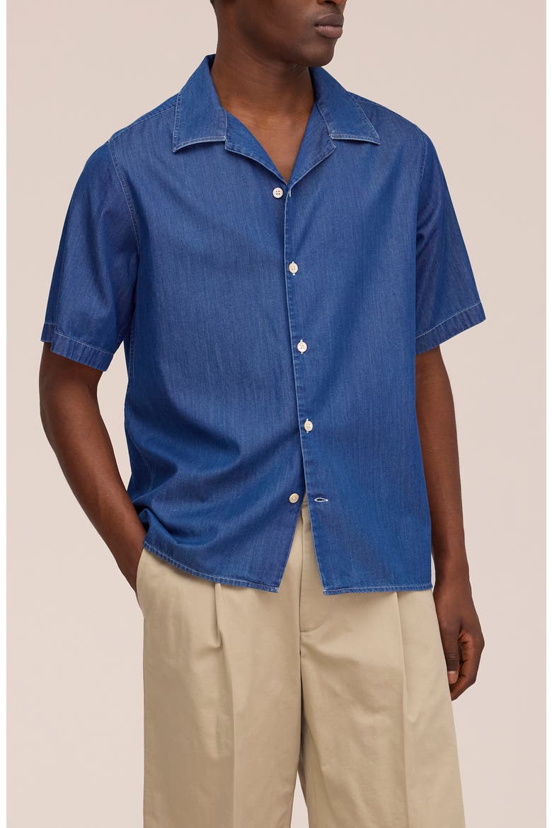 Julio 5765 Denim Camp Shirt, Alternate, color, MEDIUM INDIGO