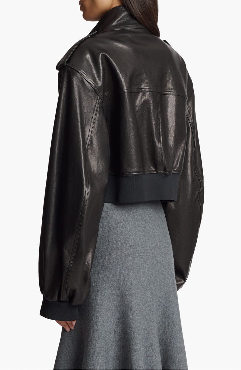 Khaite Kember Leather Crop Jacket, Alternate, color, 