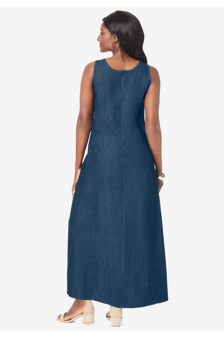 Denim Maxi Dress, Alternate, color, MEDIUM STONEWASH