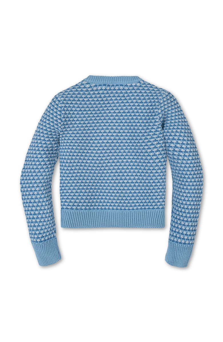 Hope & Henry Kids' Organic Tweed Stitch Bow Cardigan, Alternate, color, Bluebell Tweed