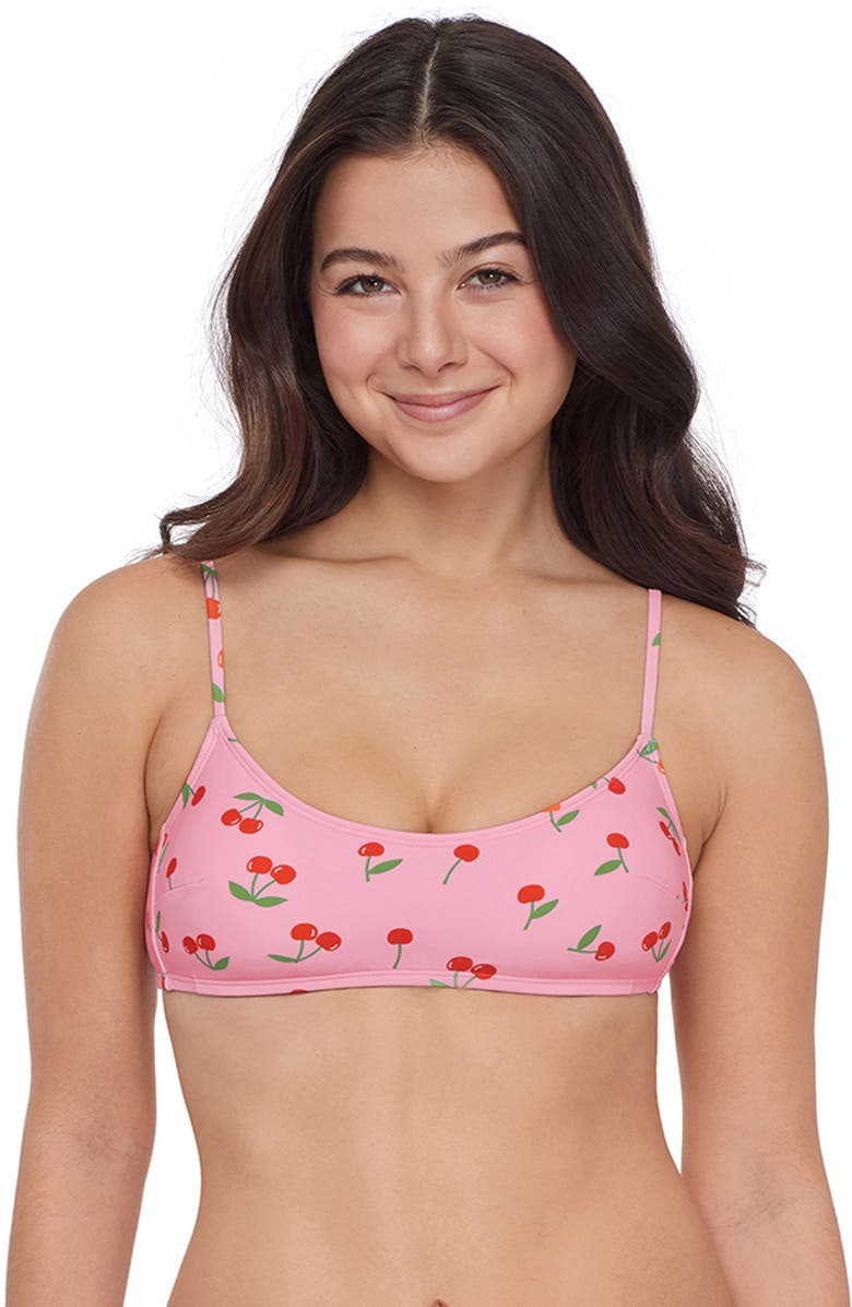 Stevie Scoop Bralette Bikini Top With Adjustable Straps, Main, color, Very Cherry