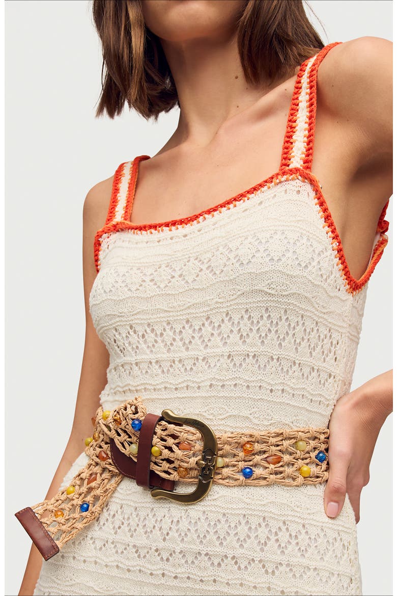 Bead Raffia Macramé Belt, Alternate, color, NATURAL