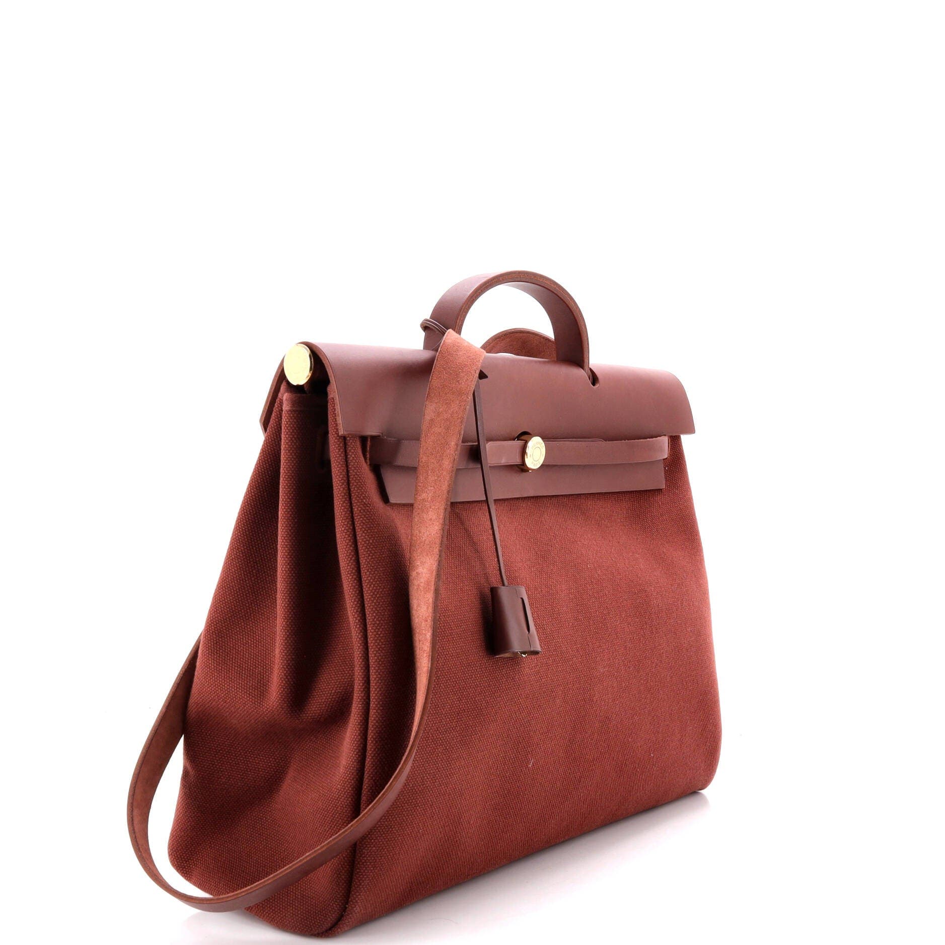 Pre-Owned Hermes Herbag Toile and Leather MM, Alternate, color, Rouge H