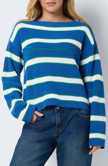 NOISY MAY NOISY MAY SERENA STRIPE BOAT NECK SWEATER