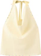 MANGO Button Trim Halter Cotton Top