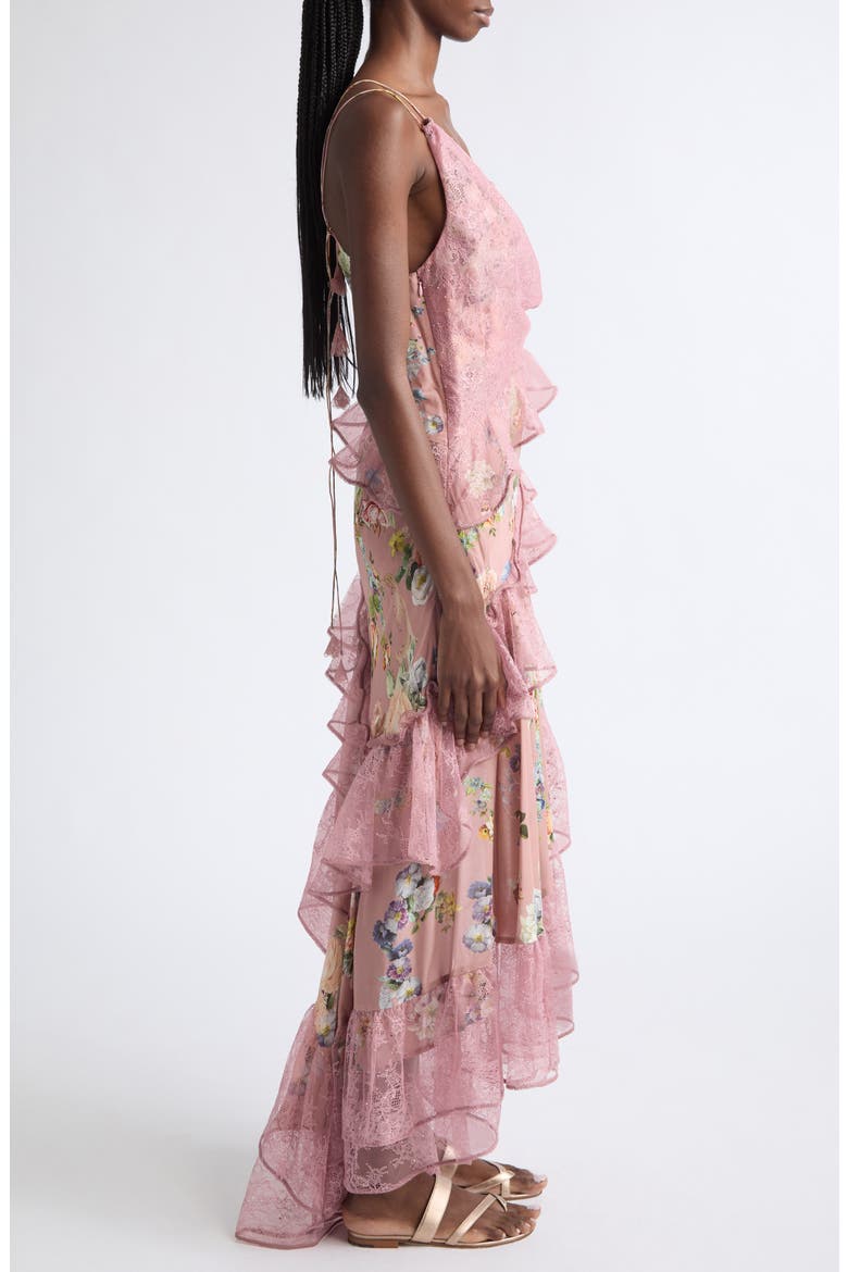 Floral Print Linen & Silk Corset Dress, Alternate, color, NIGHT GARDEN
