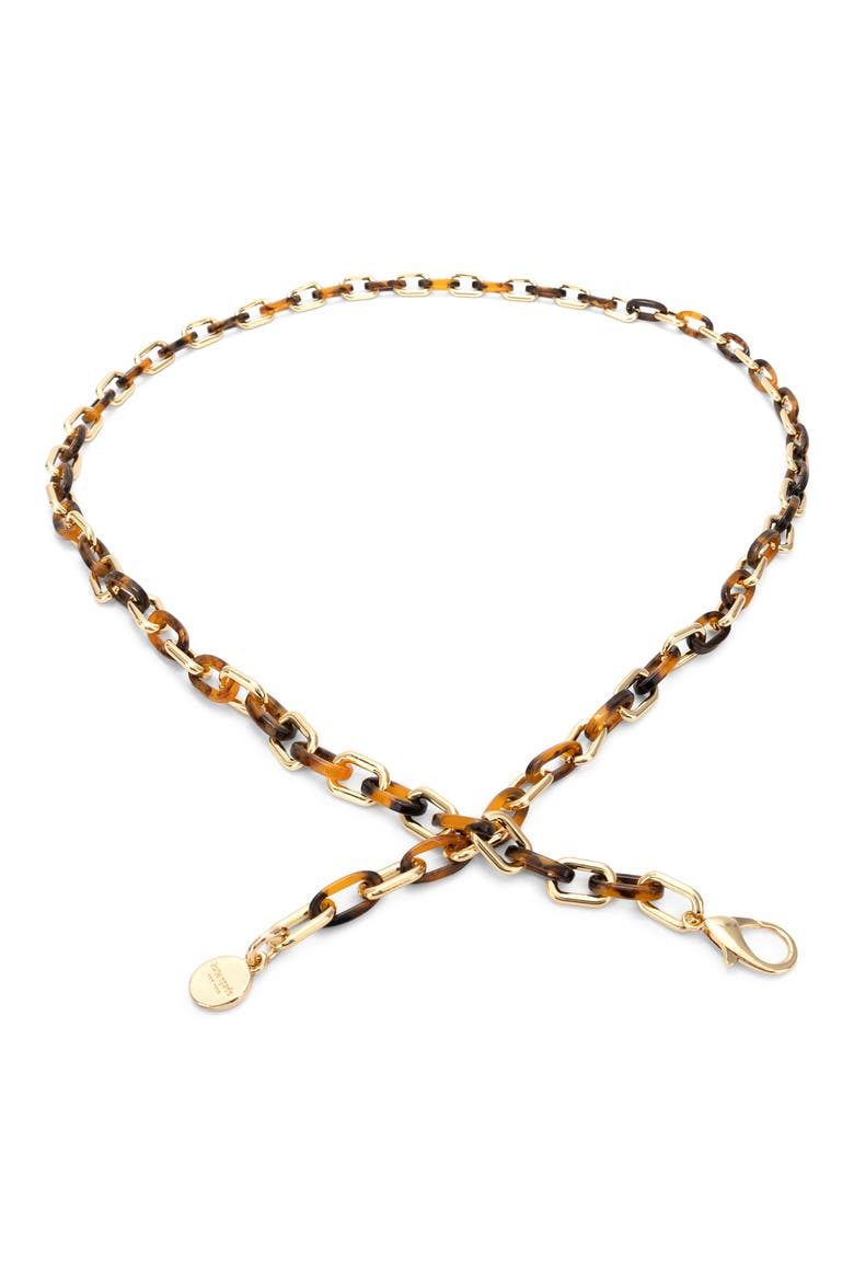 tortoiseshell & chain link belt, Alternate, color, POLISHED GOLD