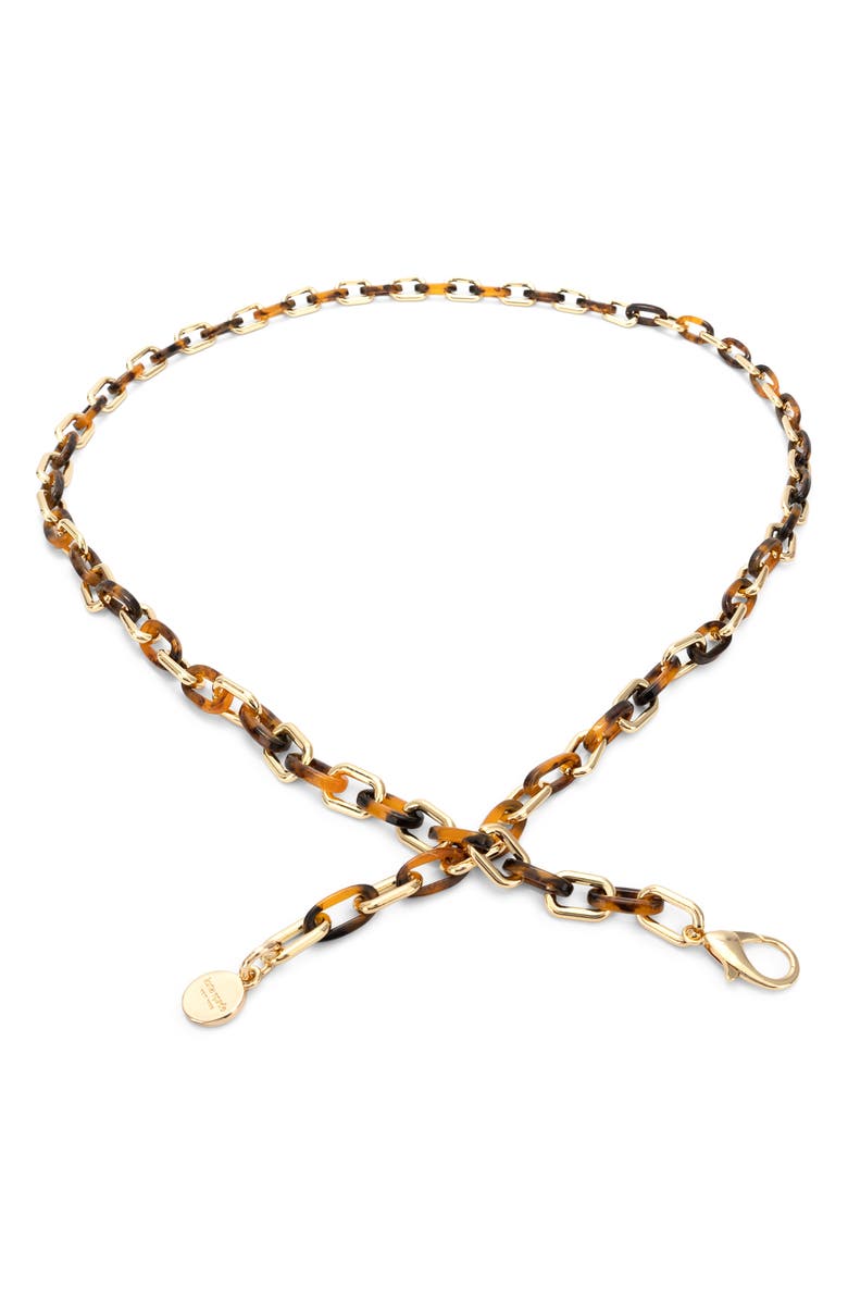 Kate Spade New York tortoiseshell & chain link belt, Alternate, color, Polished Gold