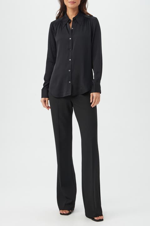 Cassavetes Silk Blend Button Up Top