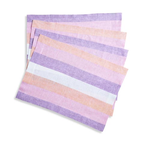 Linen Placemats - Gelato Stripe, 14" x 19"