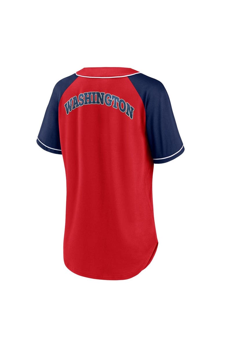 FANATICS Women's Fanatics Branded Red Washington Nationals Ultimate Style Raglan V-Neck T-Shirt, Alternate, color, Red