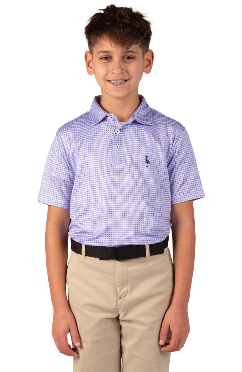 TailorByrd Kids' Floral Compass Performance Polo, Alternate, color, Peri Blue