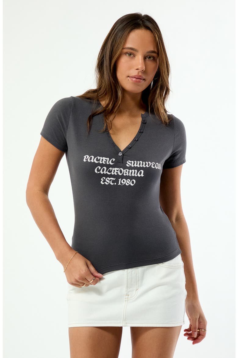 Logo Henley T-Shirt, Alternate, color, DARK GRAY