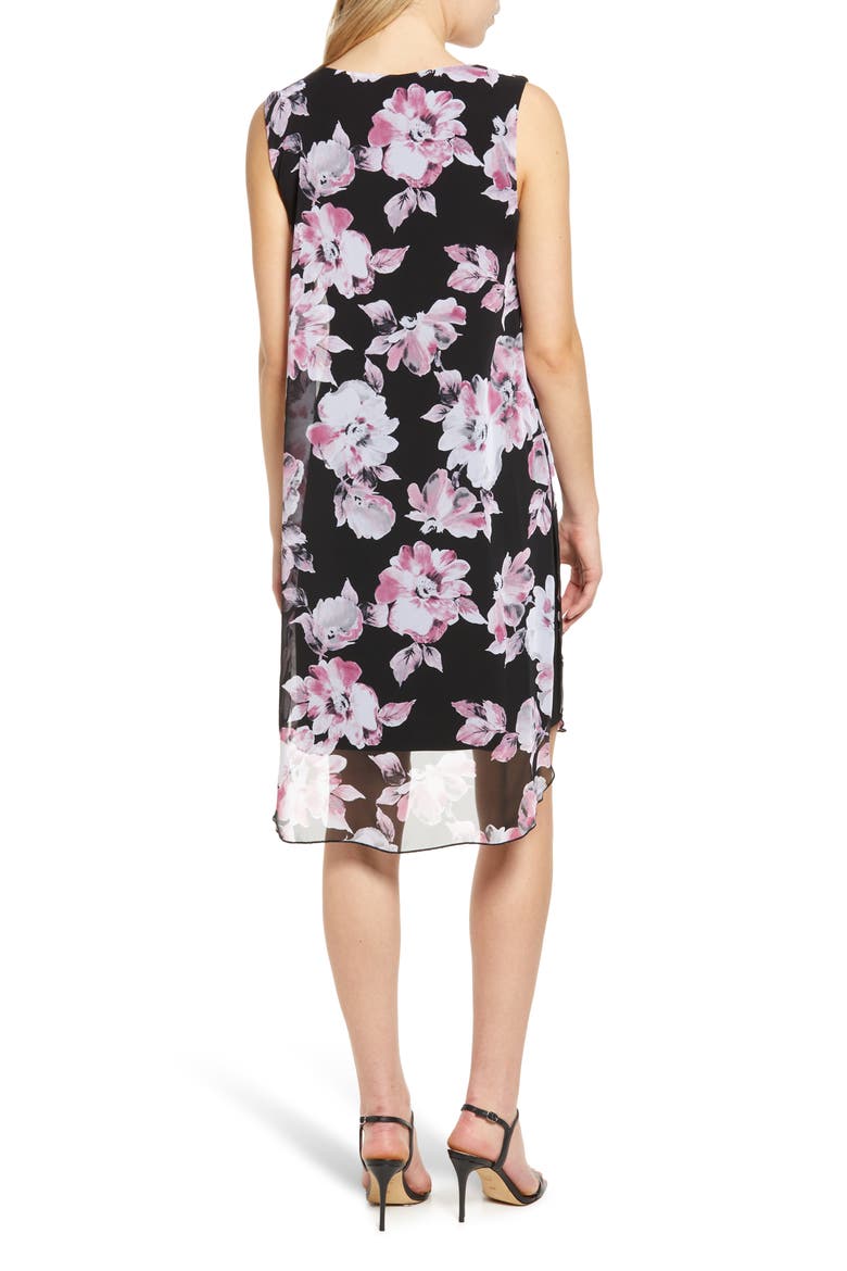 Chiffon Overlay Printed Dress, Alternate, color, MAUVE