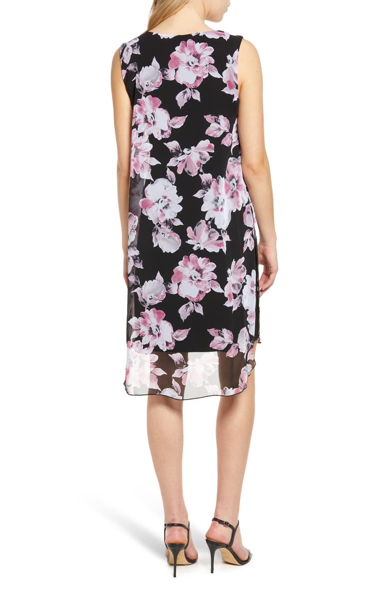 Connected Apparel Chiffon Overlay Printed Dress, Alternate, color,