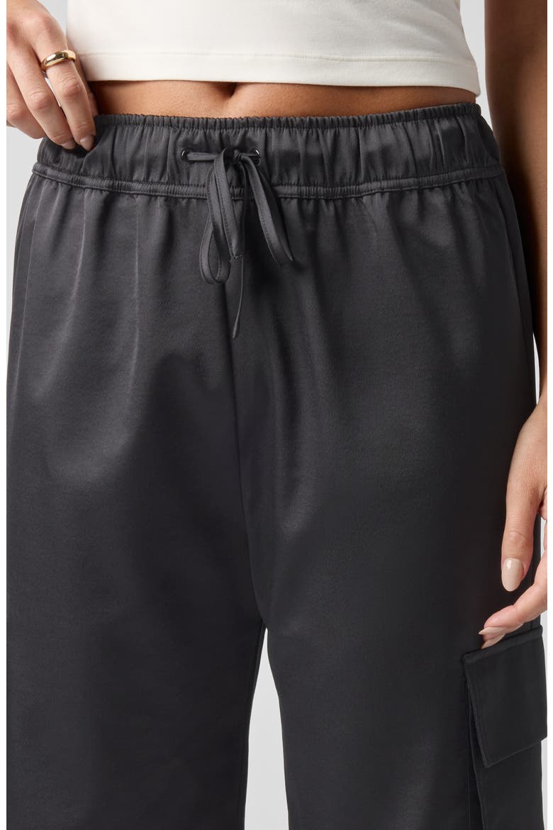 Satin Cargo Pants, Alternate, color, BLACK