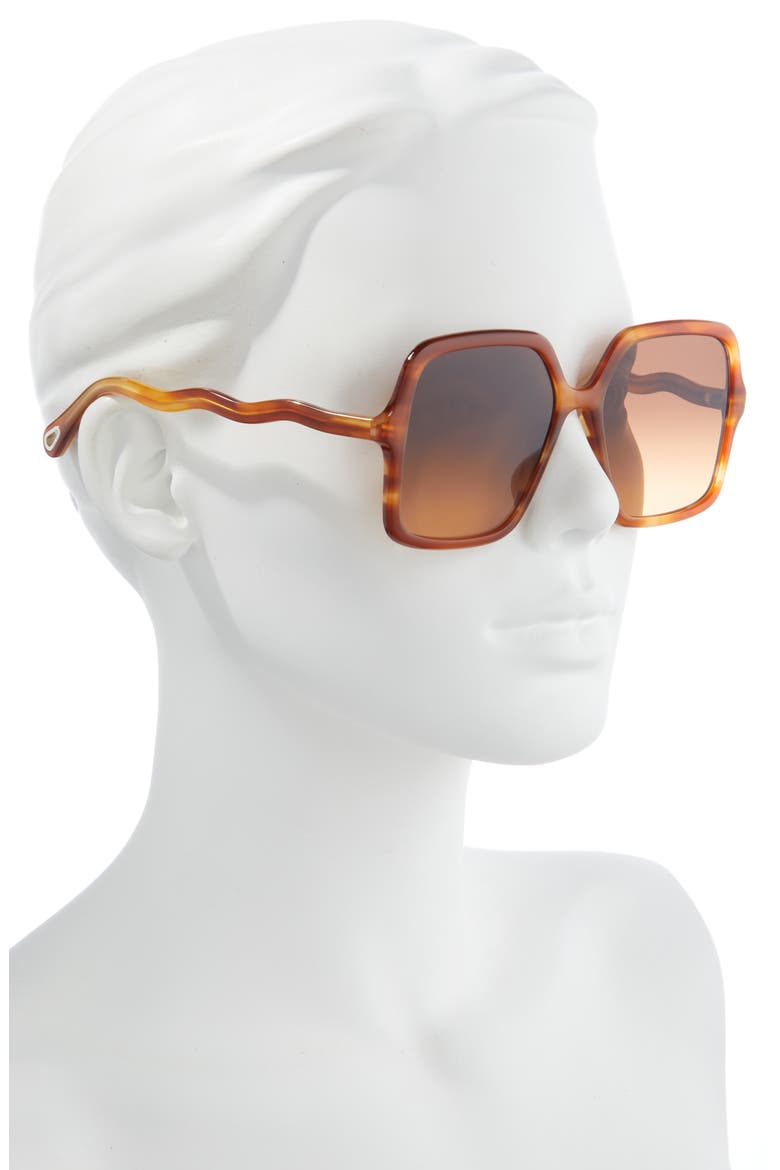 58mm Gradient Rectangular Sunglasses, Alternate, color, HAVANA