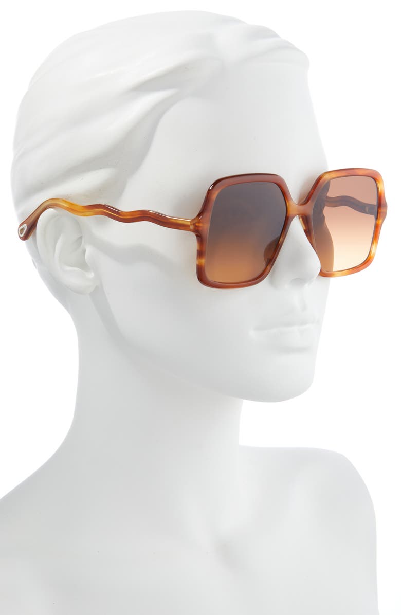 Chloé 58mm Gradient Rectangular Sunglasses, Alternate, color, 
