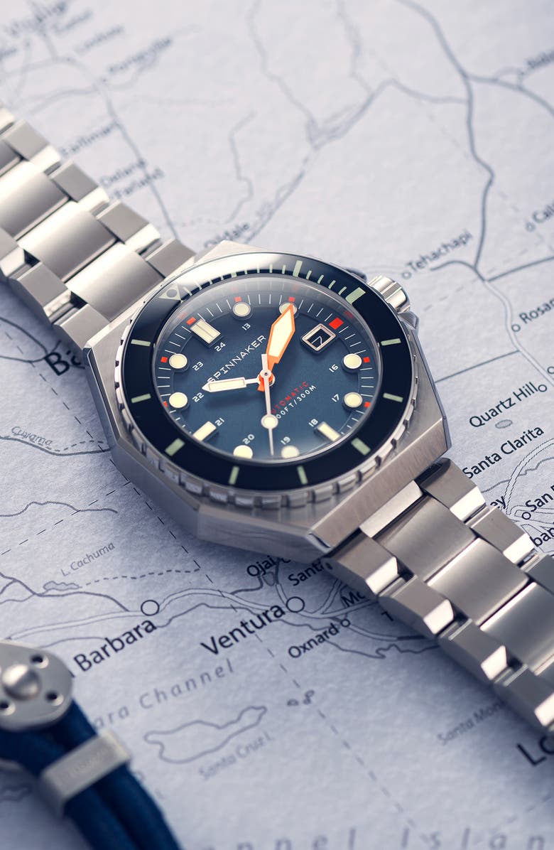 SPINNAKER Dumas Automatic Bracelet Watch, 44mm, Alternate, color, Blue