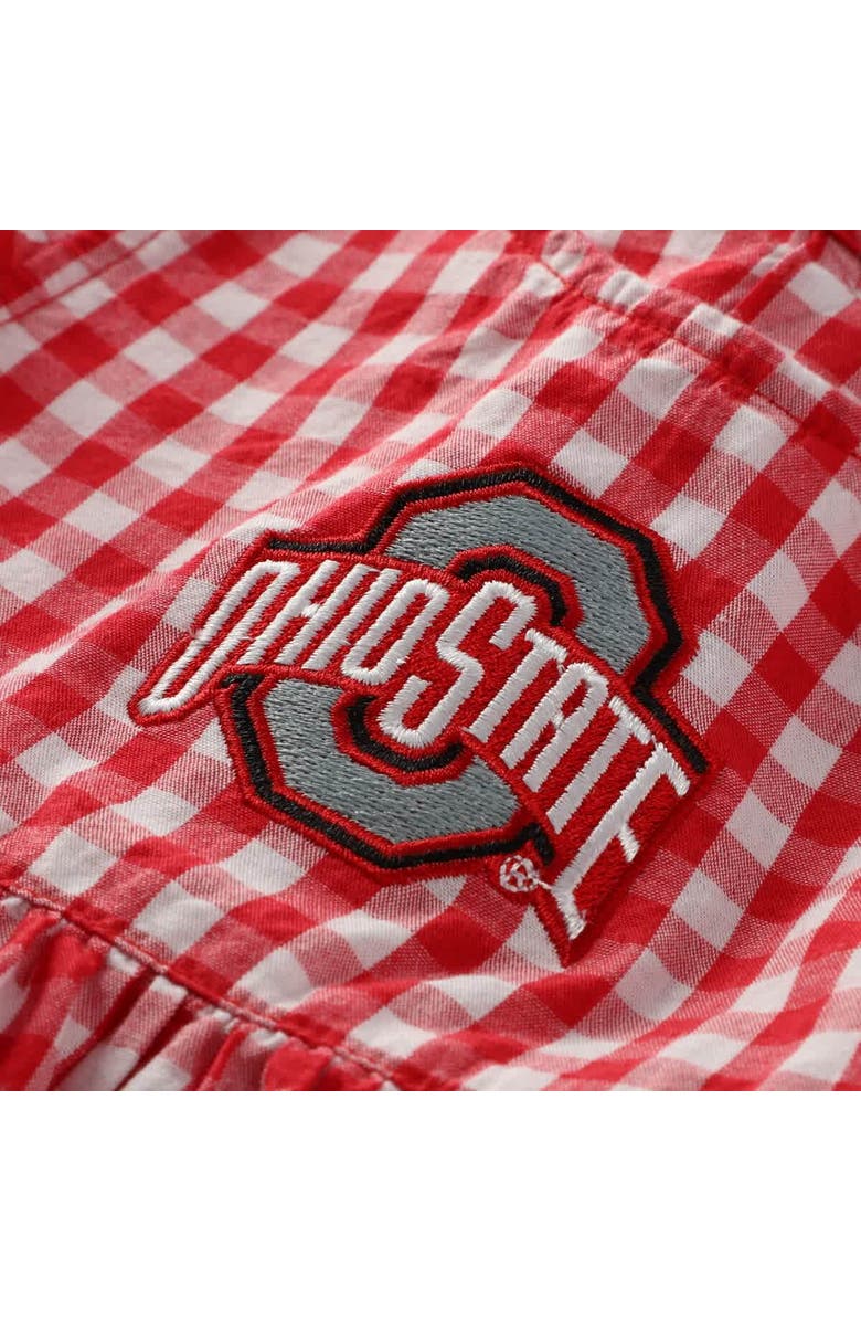 GARB Girl's Infant Garb Scarlet Ohio State Buckeyes Cara Gingham Ruffled Bodysuit, Alternate, color, Scarlet