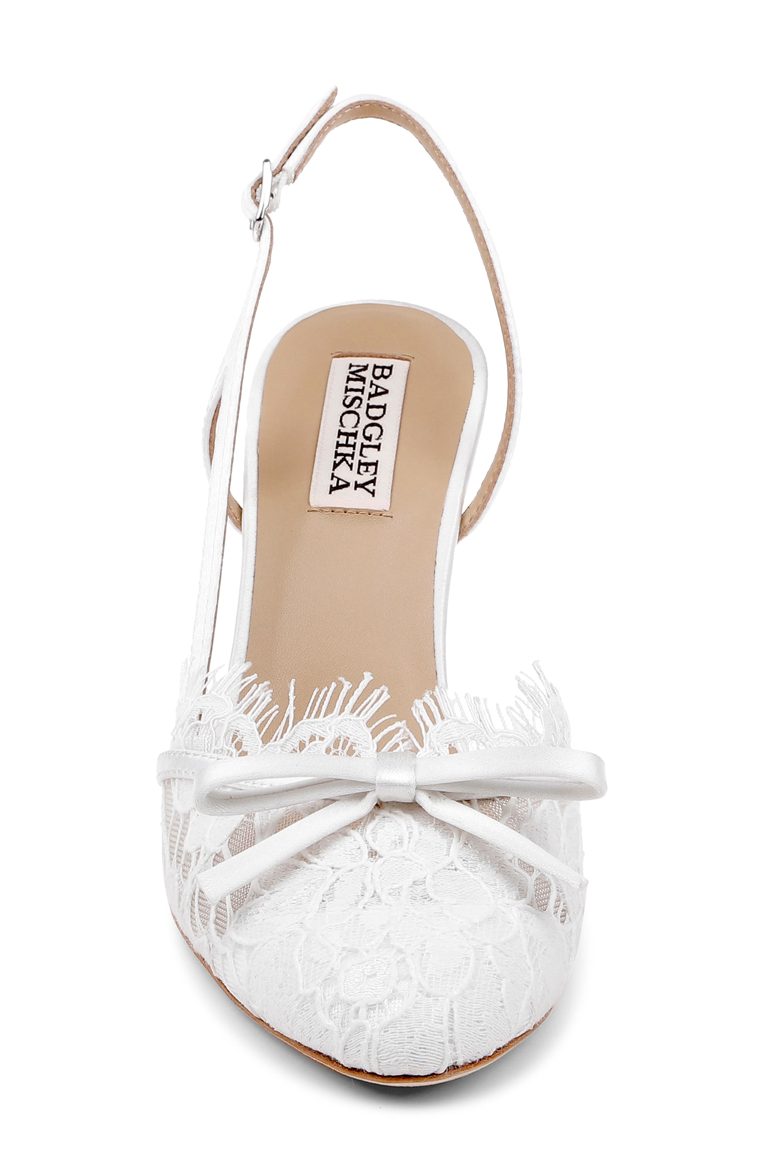 BADGLEY MISCHKA Oakville Slingback Pump, Alternate, color, White Satin