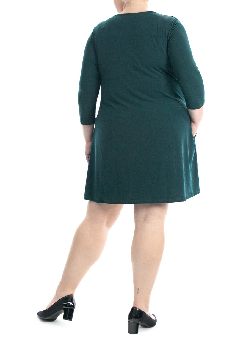 Three-Quarter Sleeve Trapeze Dress, Alternate, color, RIC PI/GOL