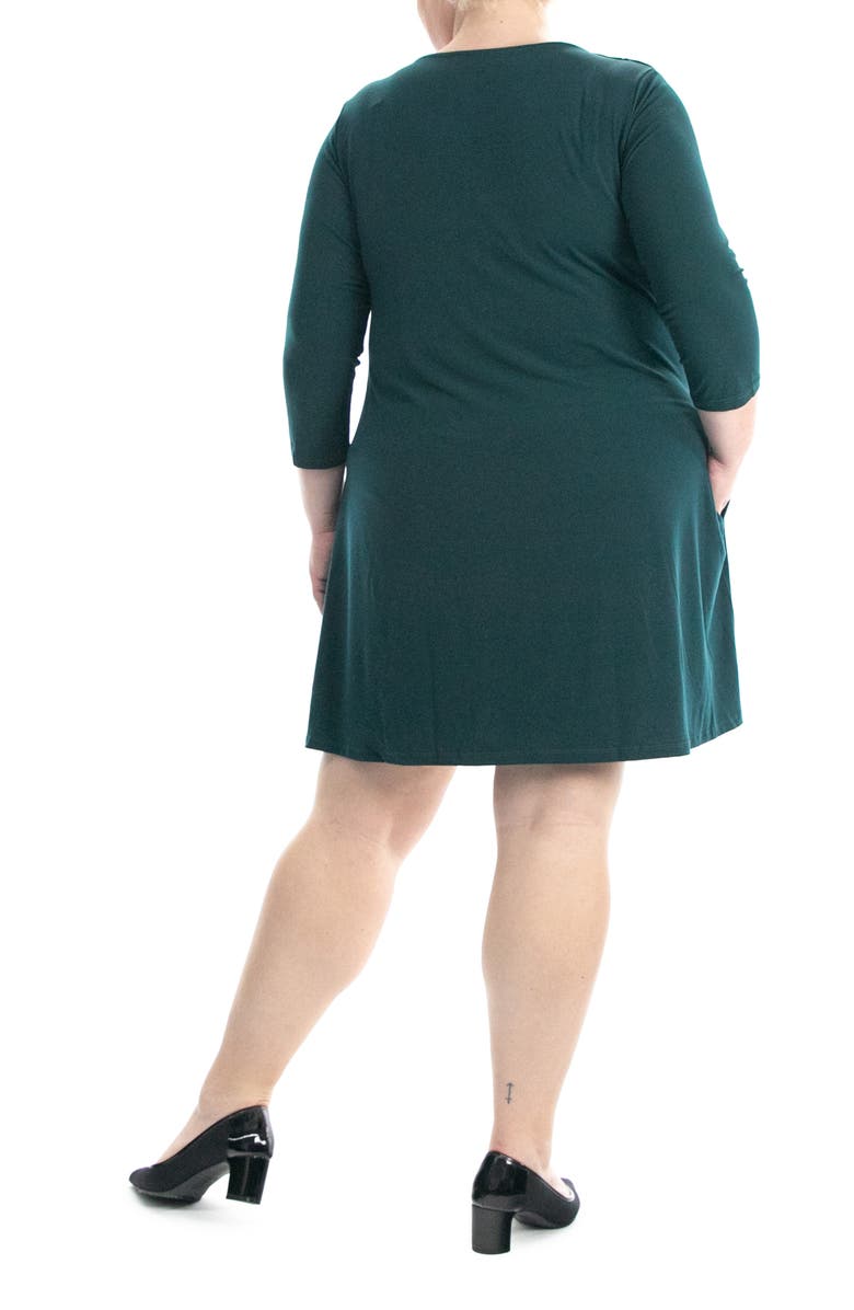 Nina Leonard Three-Quarter Sleeve Trapeze Dress, Alternate, color, Ric Pi/Gol