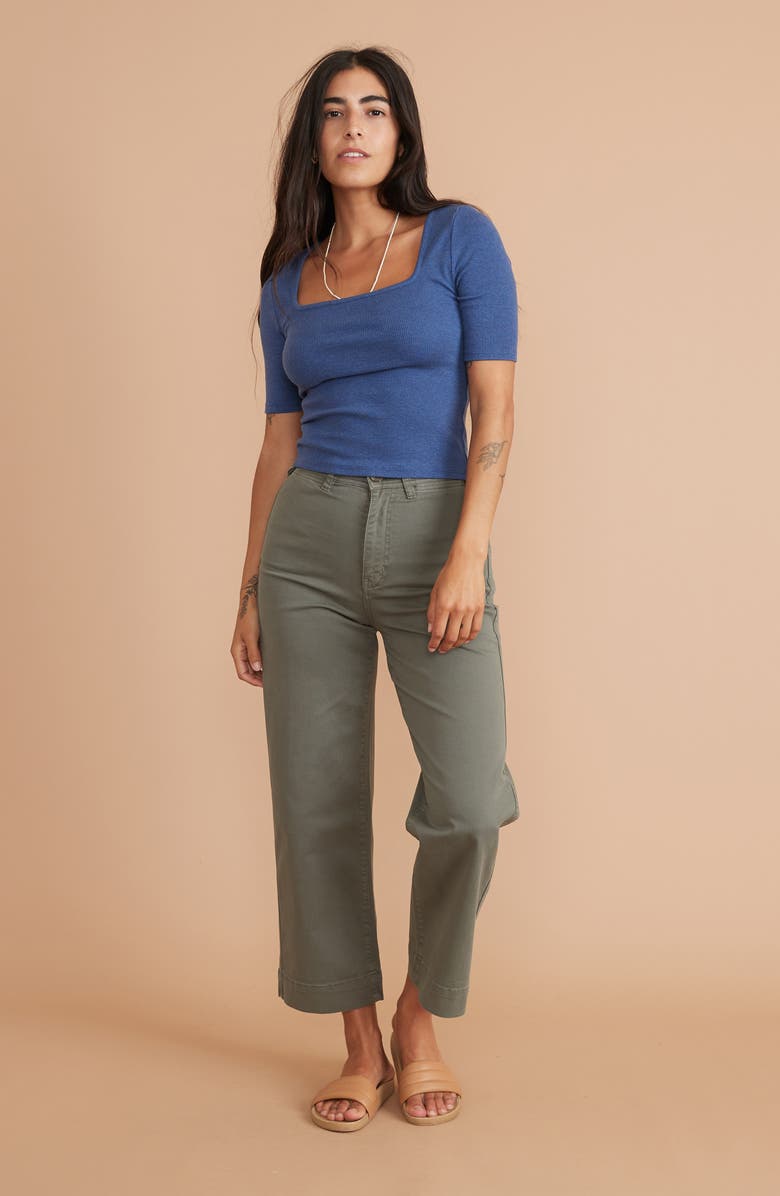 Marine Layer Bridget Cotton Blend Ankle Pants, Alternate, color, Olive