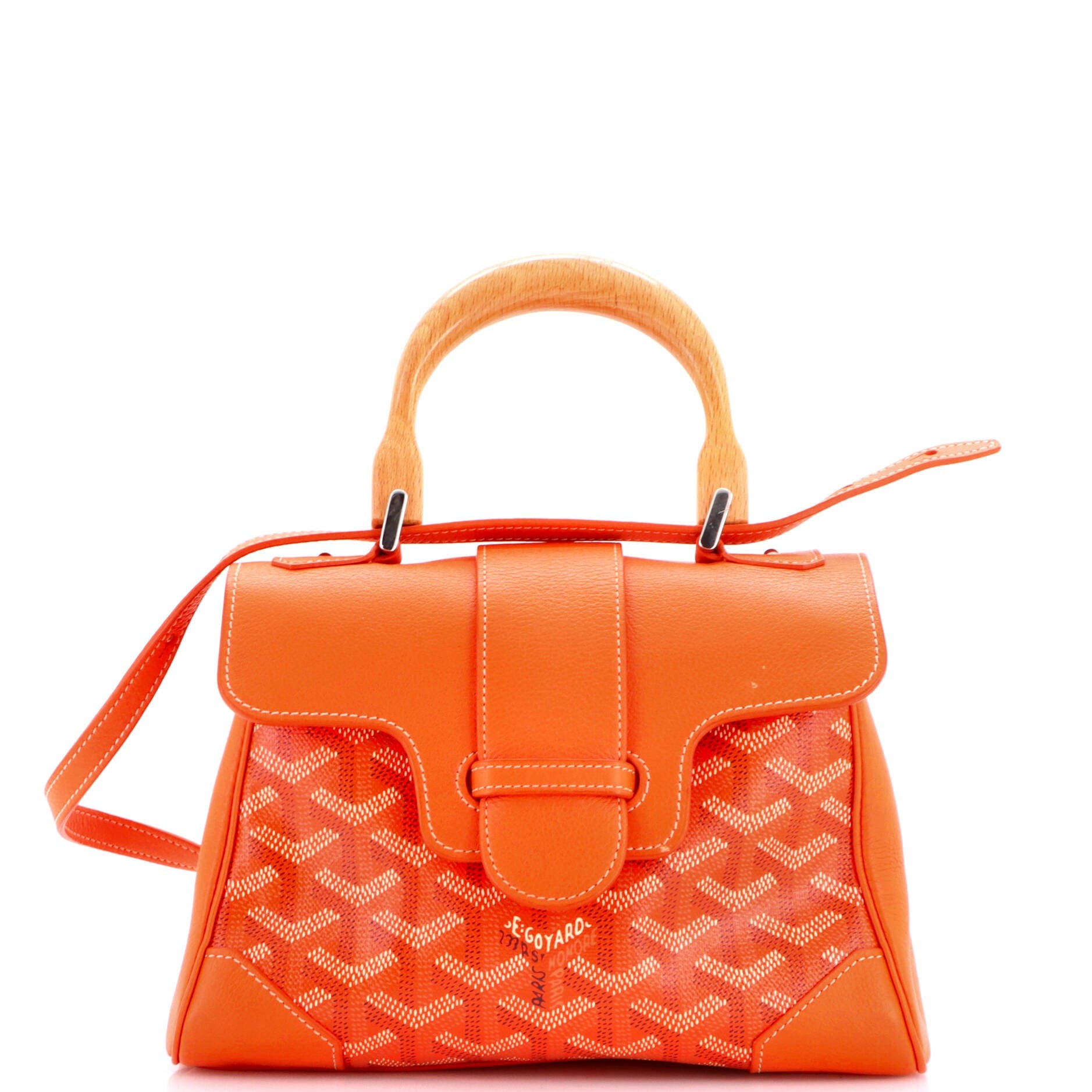 Saigon Top Handle Bag Coated Canvas with Leather Mini, Main, color, Orange