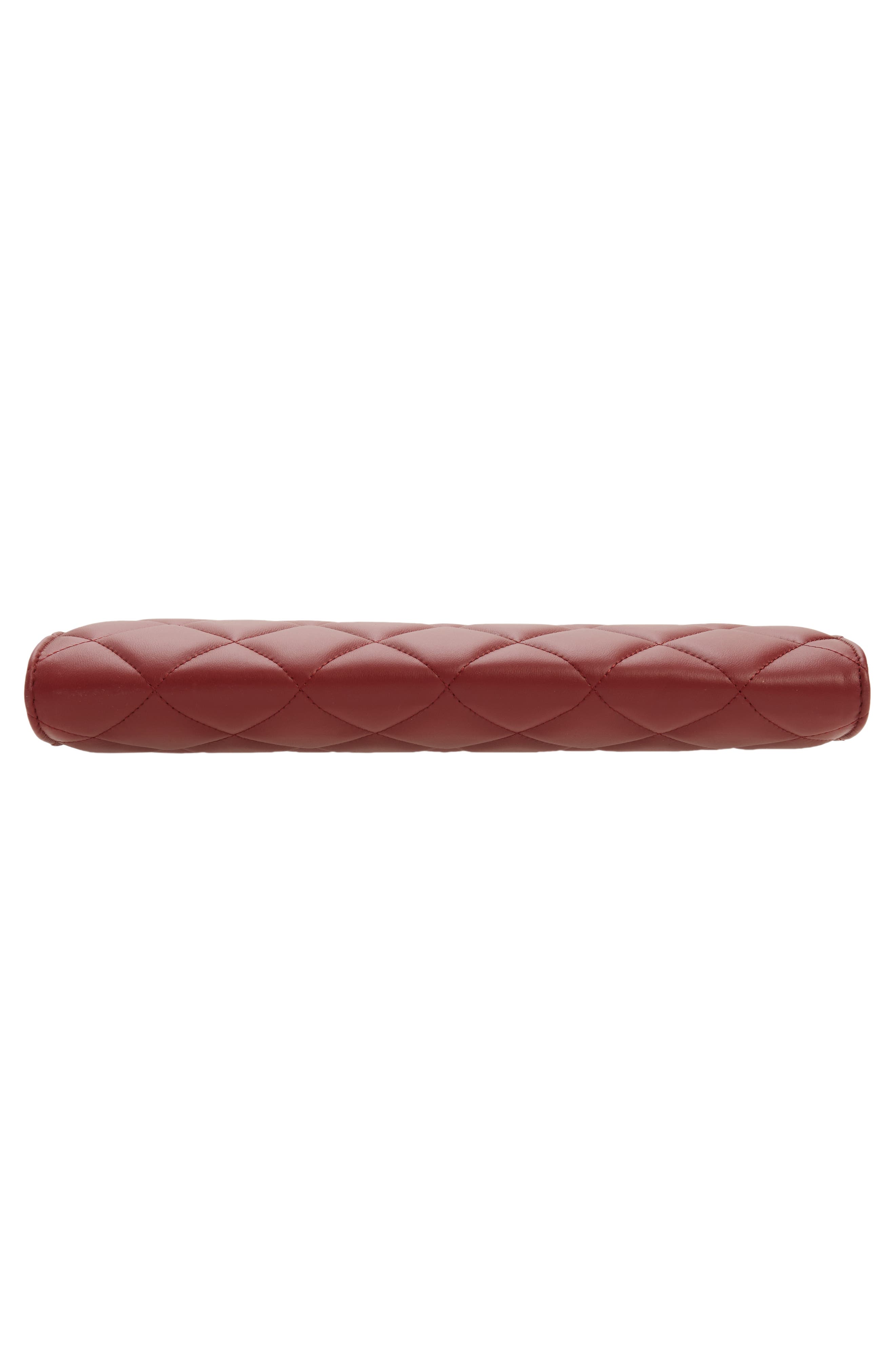 Alexander McQueen Knuckle Ring Quilted Leather Clutch, Alternate, color, OXBLOOD