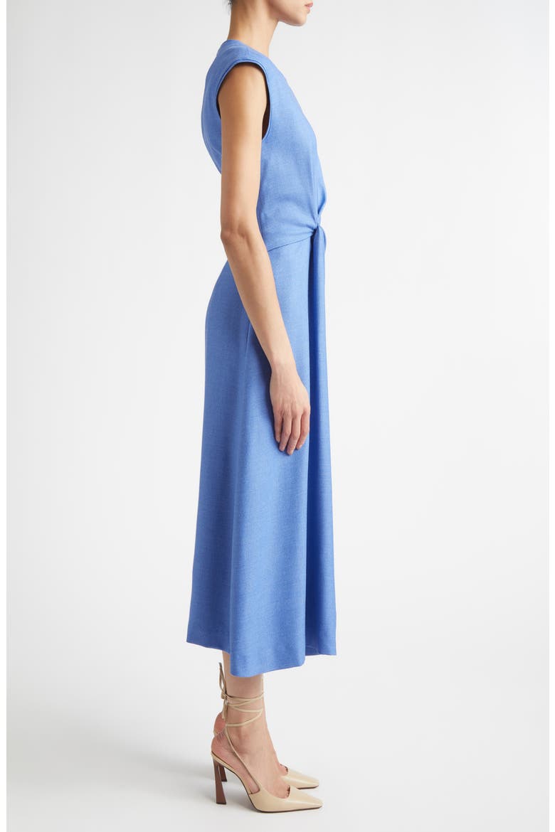 Twisted Detail Cap Sleeve Silk & Wool Dress, Alternate, color, PERIWINKLE
