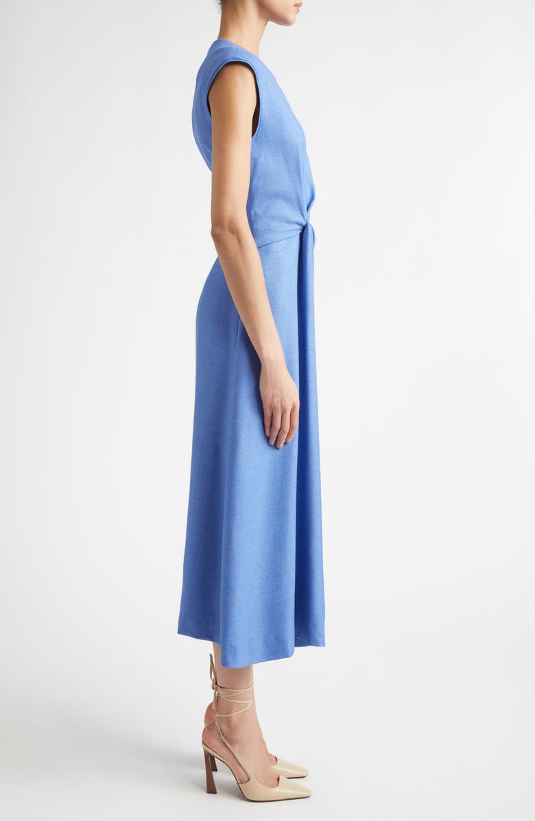 ST. JOHN Twisted Detail Cap Sleeve Silk & Wool Dress, Alternate, color, Periwinkle