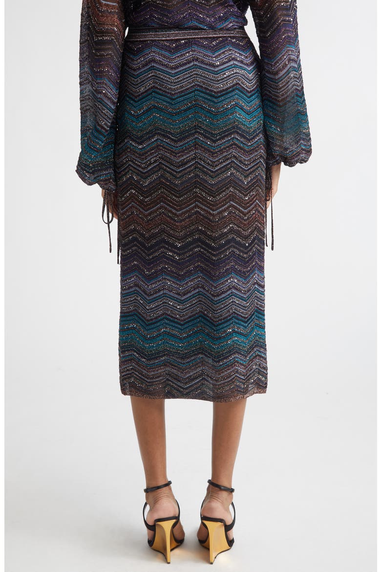 Zigzag Lamé Midi Skirt, Alternate, color, DARK BLUE TONES