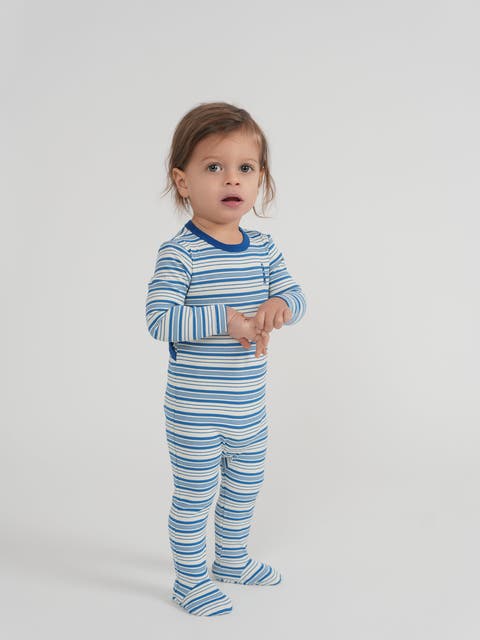 Striped Lighthouse Long Sleeve Footed Romper