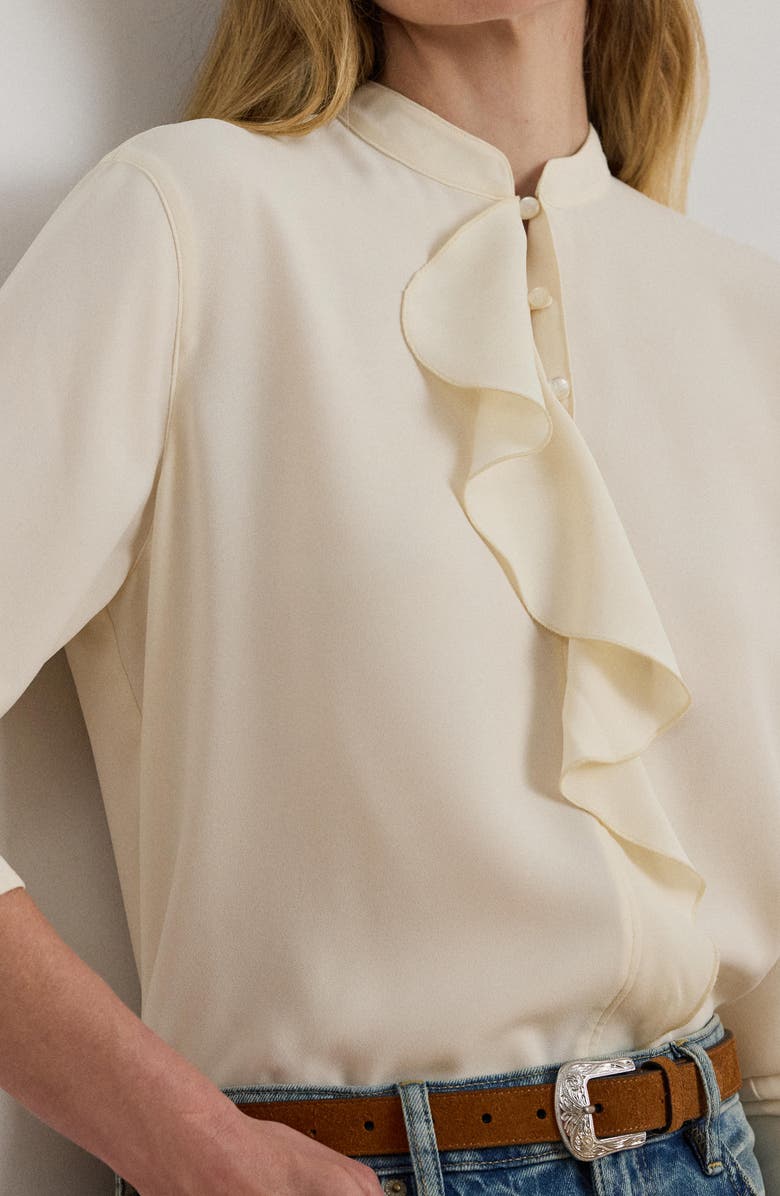 Lauren Ralph Lauren Ruffle Trim Georgette Tunic, Alternate, color, 