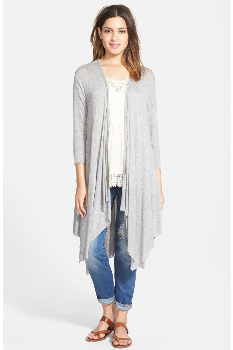 Drape Front Duster Cardigan, Main, color, LIGHT GREY