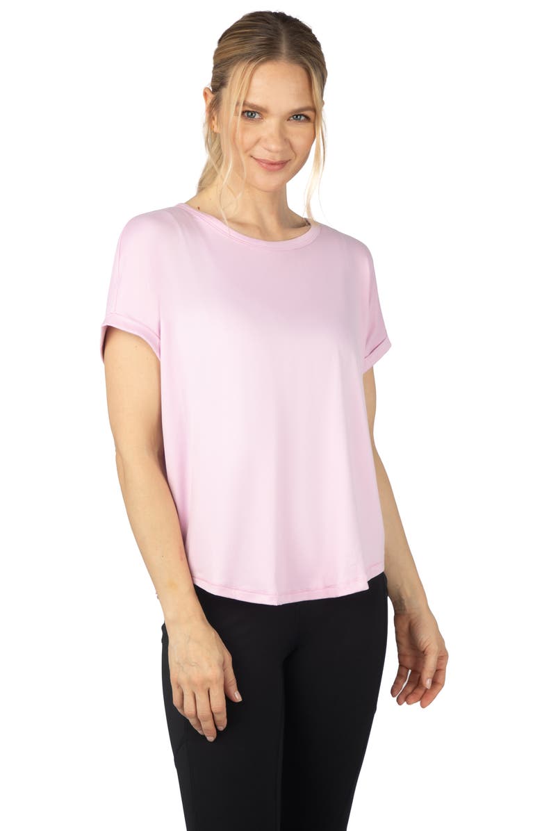 90 DEGREE BY REFLEX Beverly Supersoft 2-Pack Roll Cuff T-Shirt, Alternate, color, Pink Lavender/ White