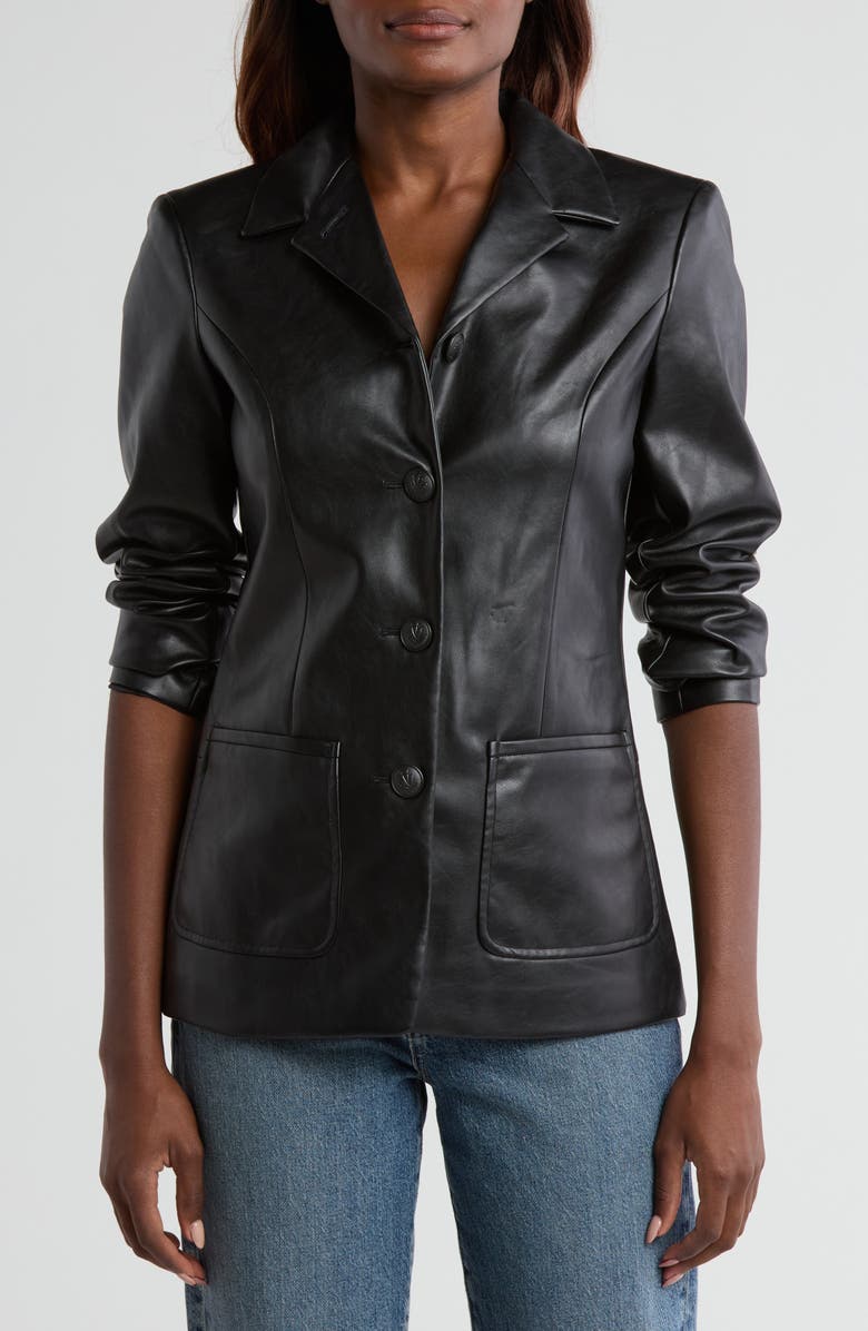 rag & bone Drea Faux Leather Blazer, Main, color, 