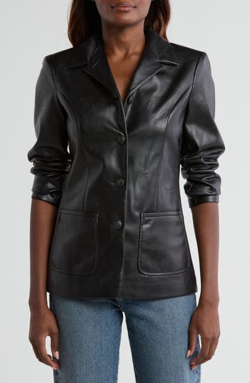 Rag & Bone Drea Faux Leather Blazer In Black