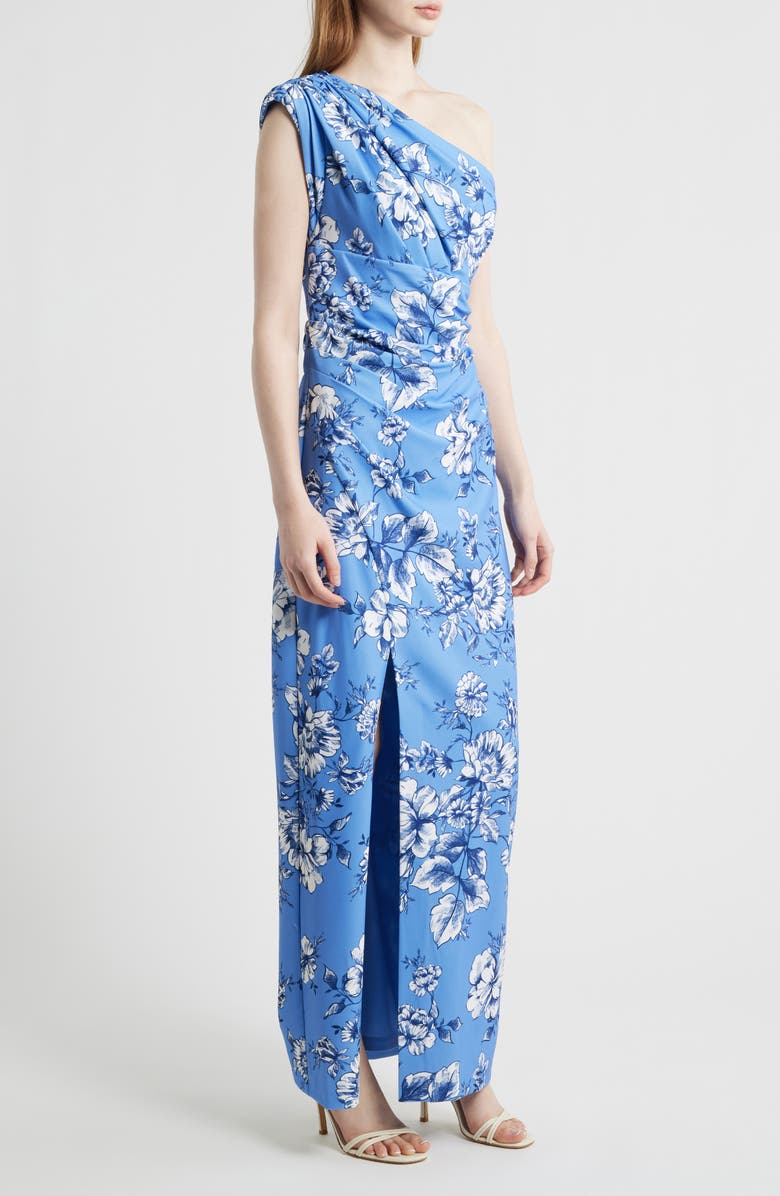 Vince Camuto Toile One-Shoulder Scuba Crepe Column Gown, Alternate, color, Blue