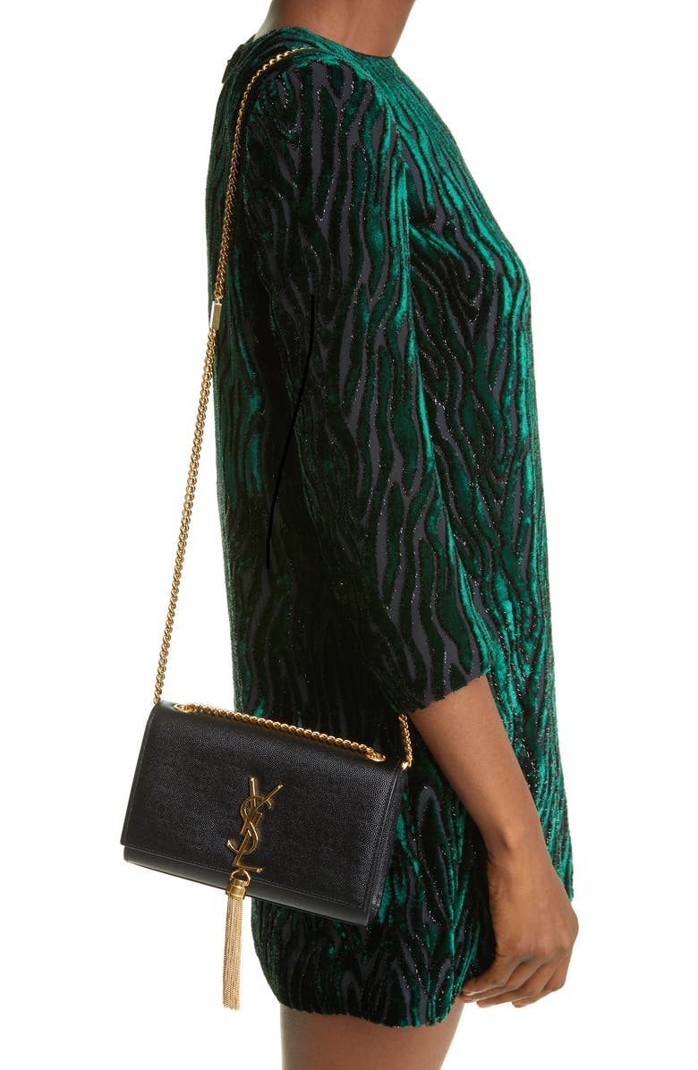 Saint Laurent Small Kate Textured Suede Shoulder Bag, Alternate, color,