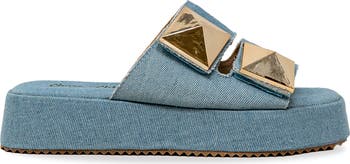 Pyramid Stud Platform Slide Sandal