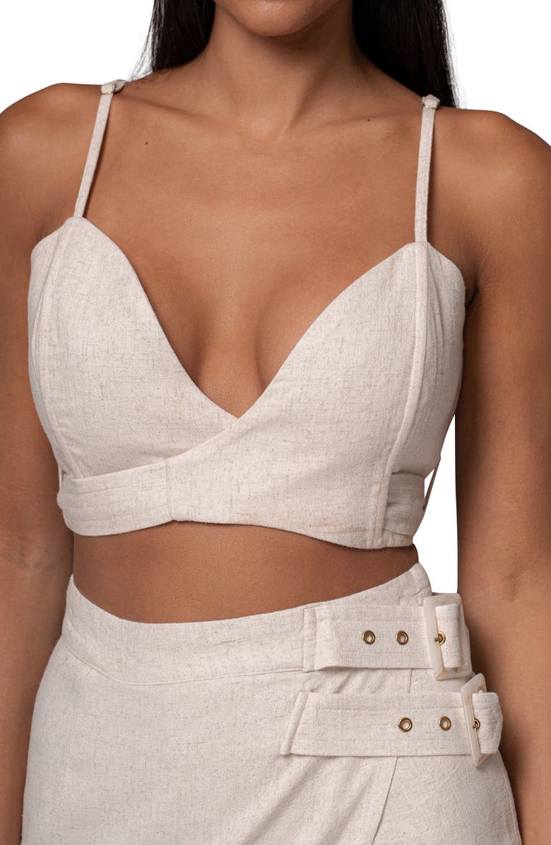 JLUXLABEL Sunrise Cotton & Linen Bustier Wrap Top, Alternate, color, Beige